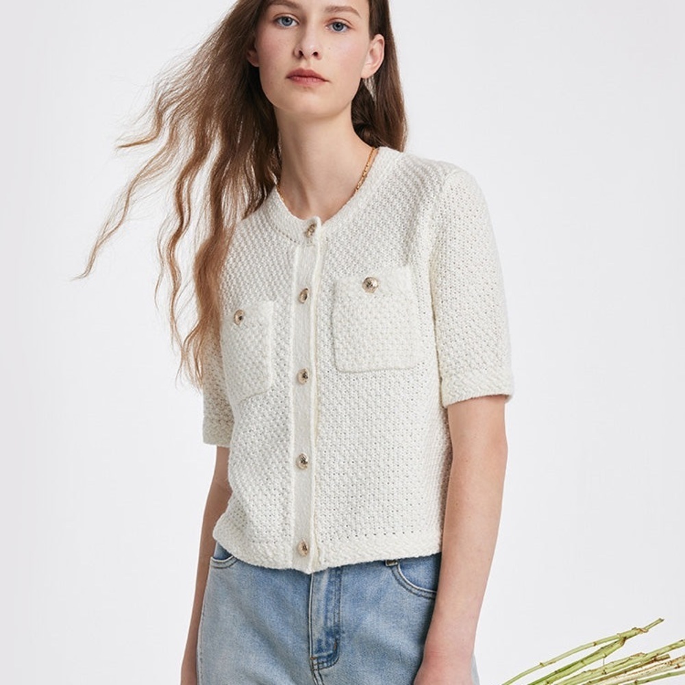 Goelia Round Neck Knitted Button-Up Cardigan